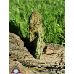 EPIDOTE QUARTZ SKULL